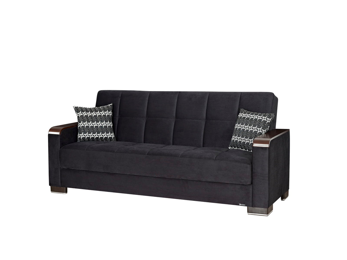 Ottomanson Armada X - Upholstered Convertible Wood Trimmed Sofabed With Storage - Microfiber