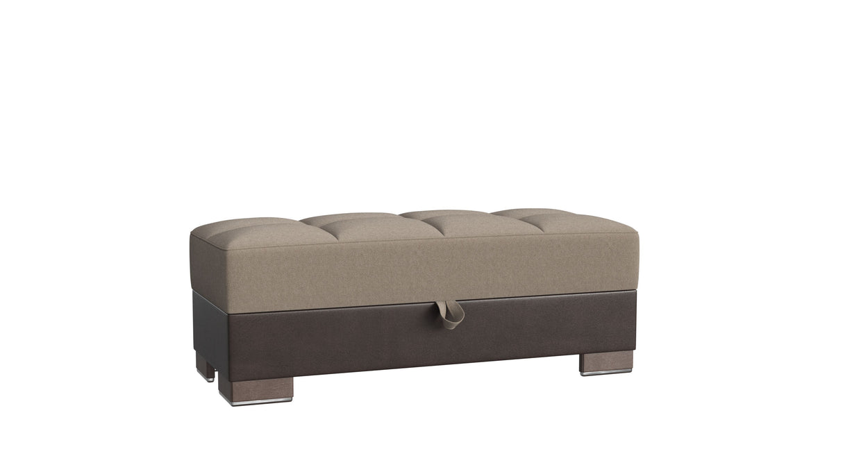 Ottomanson Armada X - Upholstered Convertible Wood Trimmed Ottoman With Storage