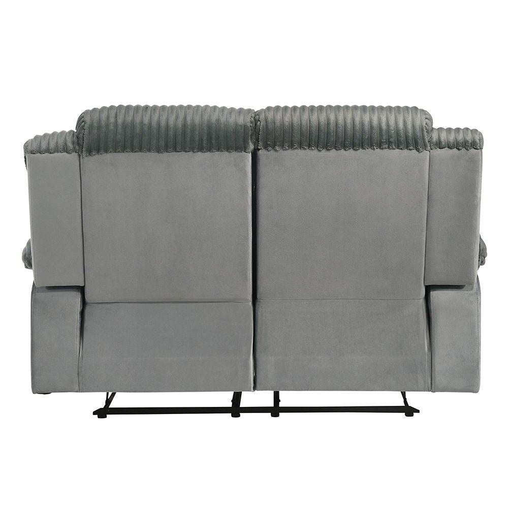 Lesley - Motion Loveseat - Gray Corduroy & Velvet