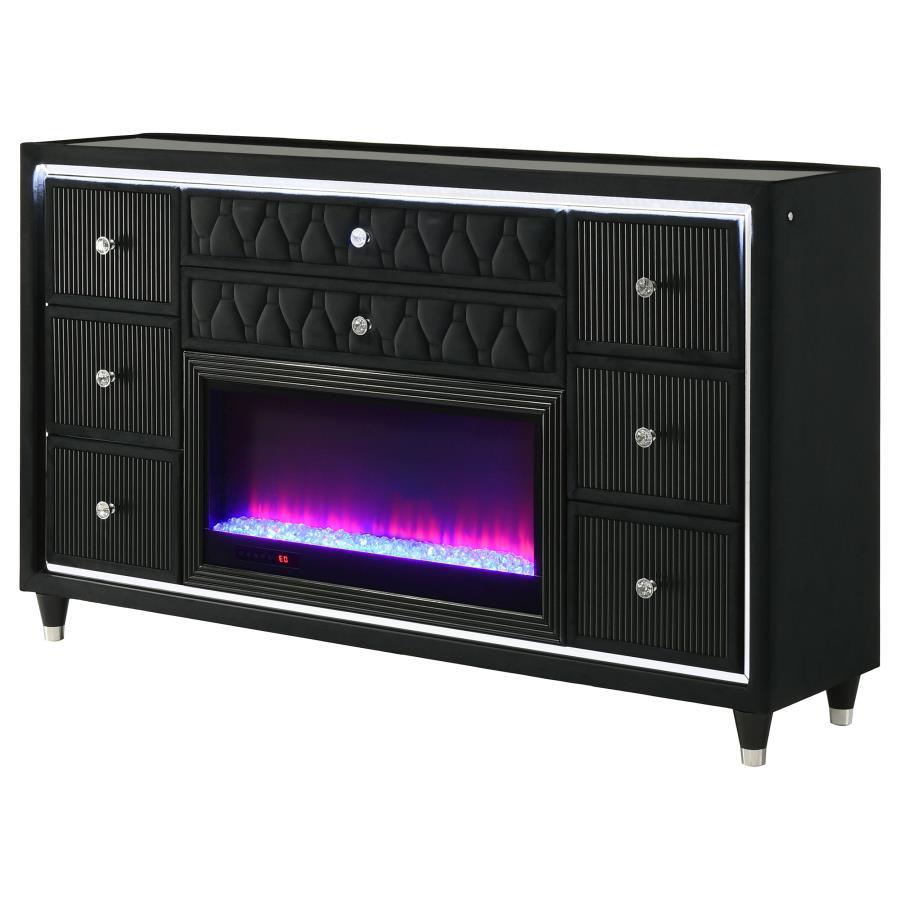 Lorient - 8-Drawer LED Bedroom Flame Box Dresser