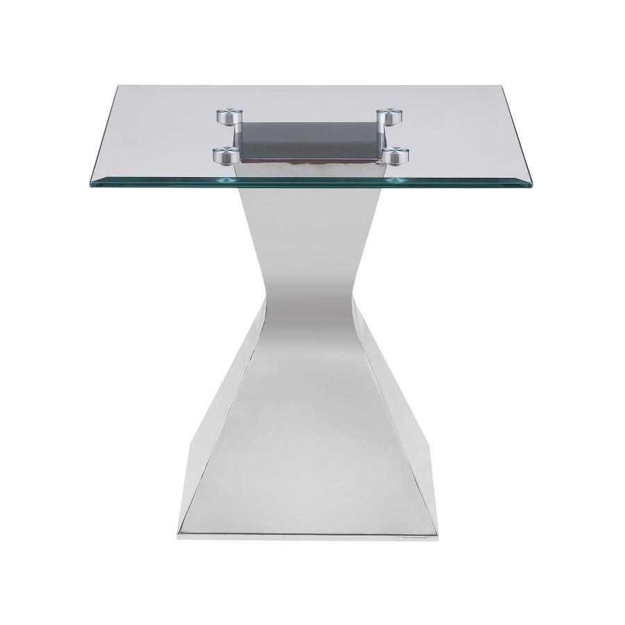 Jenny - Glass Top Stainless Steel Table