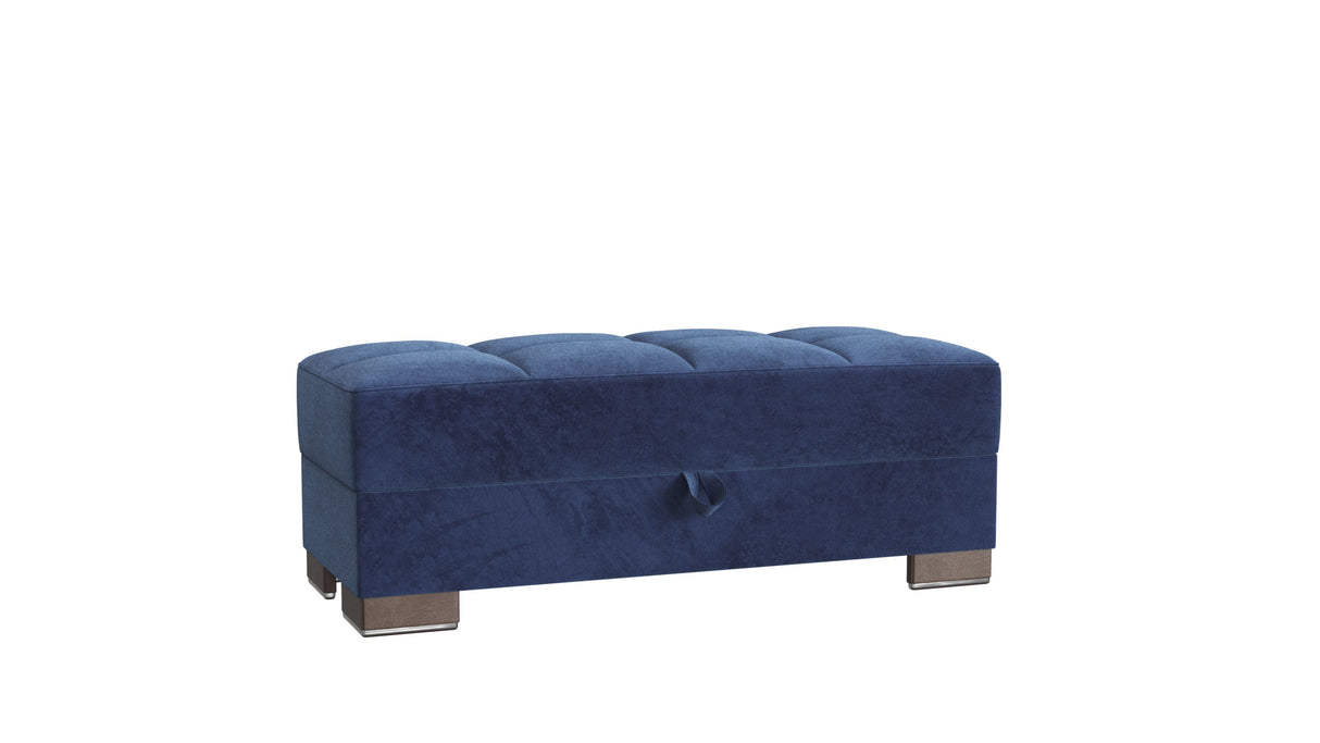 Ottomanson Armada X - Upholstered Convertible Wood Trimmed Ottoman With Storage - Microfiber