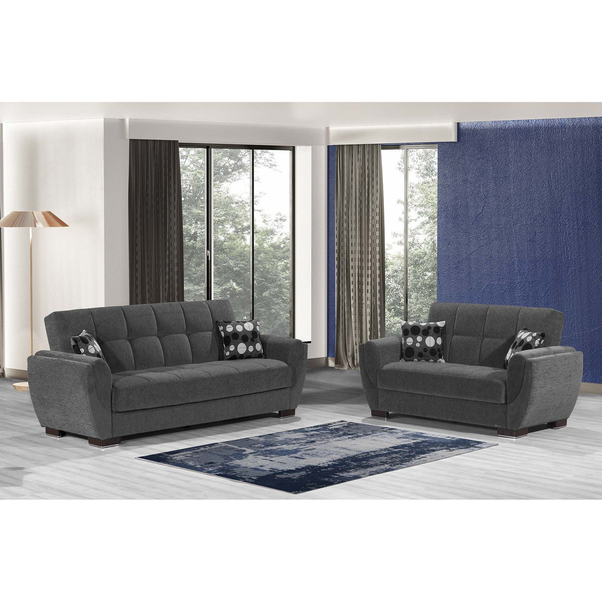 Ottomanson Armada Air - Upholstered Convertible Loveseat With Storage - Gray Chenille