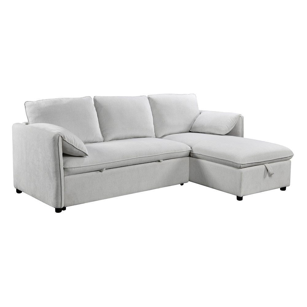 Yaroslav - Reversible Sectional Sofa With Sleeper & Storage - Cream Chenille