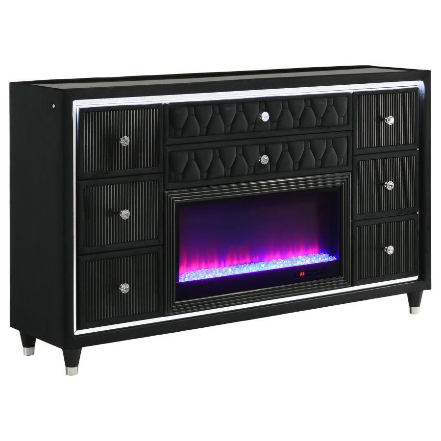 Lorient - 8-Drawer LED Bedroom Flame Box Dresser