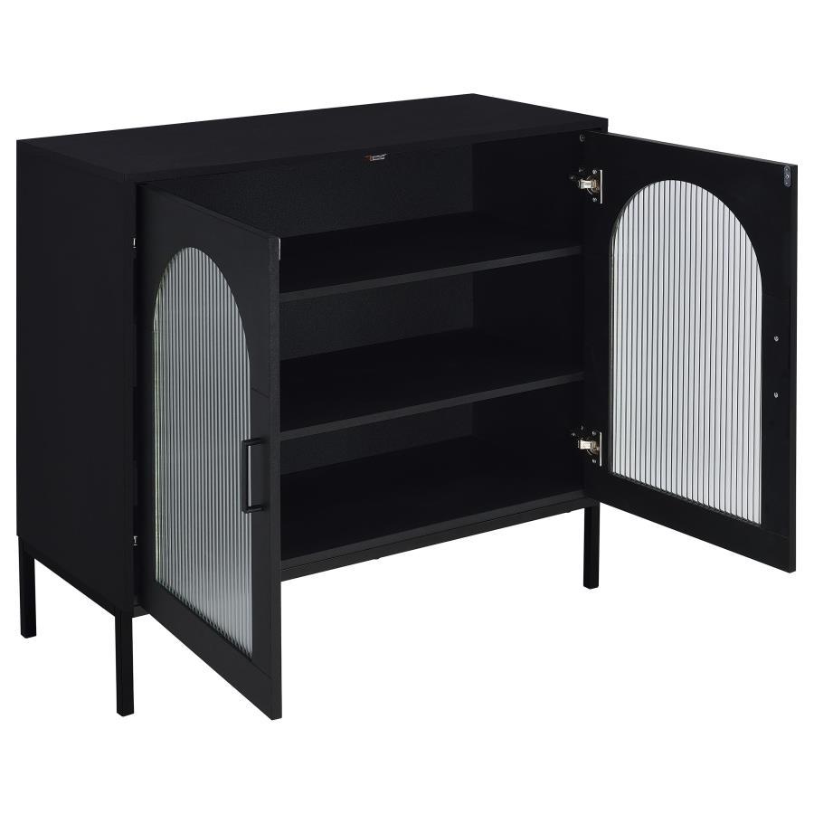 Jess - 2-Door Arched Fluted Glass Accent Cabinet - Black