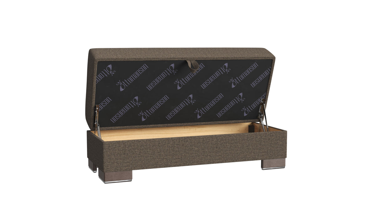 Ottomanson Armada X - Upholstered Convertible Wood Trimmed Ottoman With Storage - Polyester