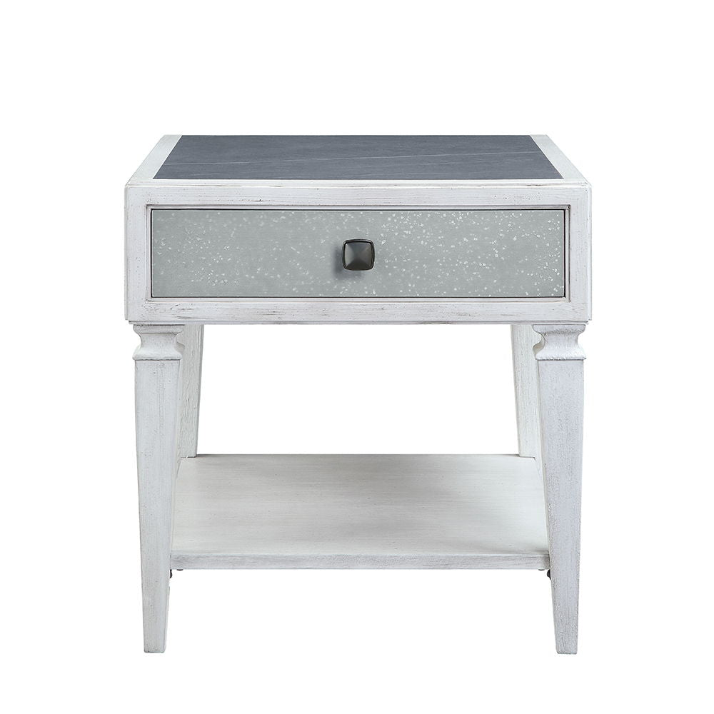 Katia - End Table - Rustic Gray & Weathered White