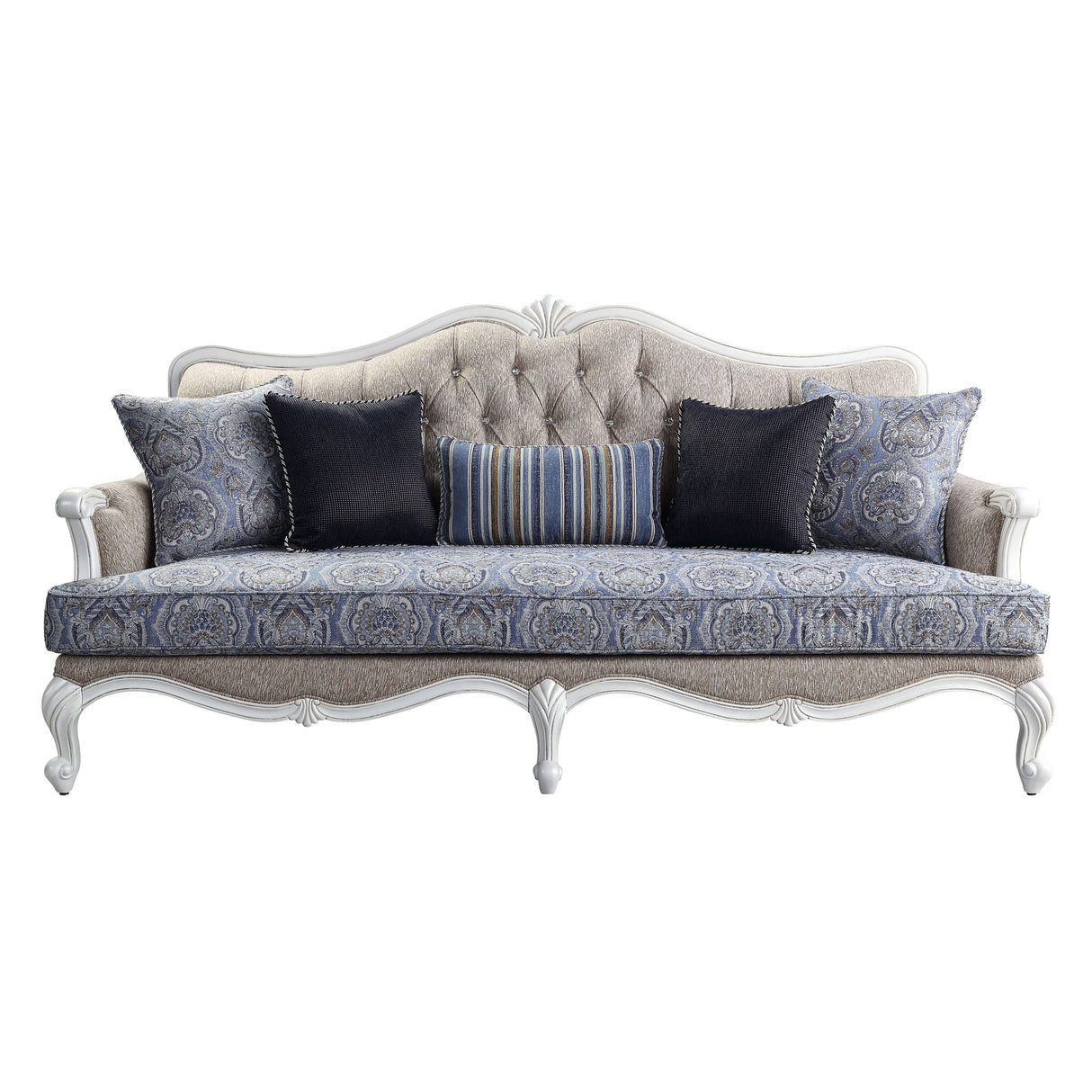 Ciddrenar - Sofa With 5 Pillows - Fabric & White