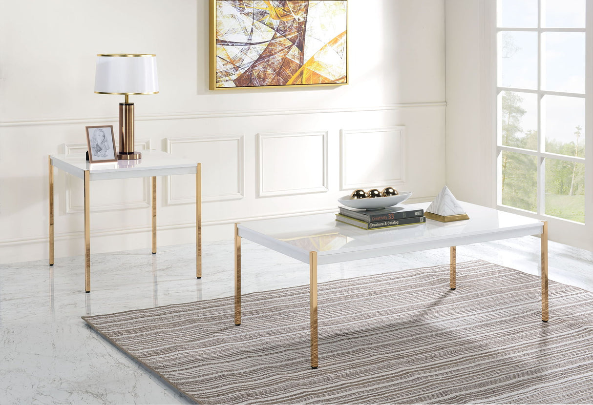 Otrac - End Table - White & Gold