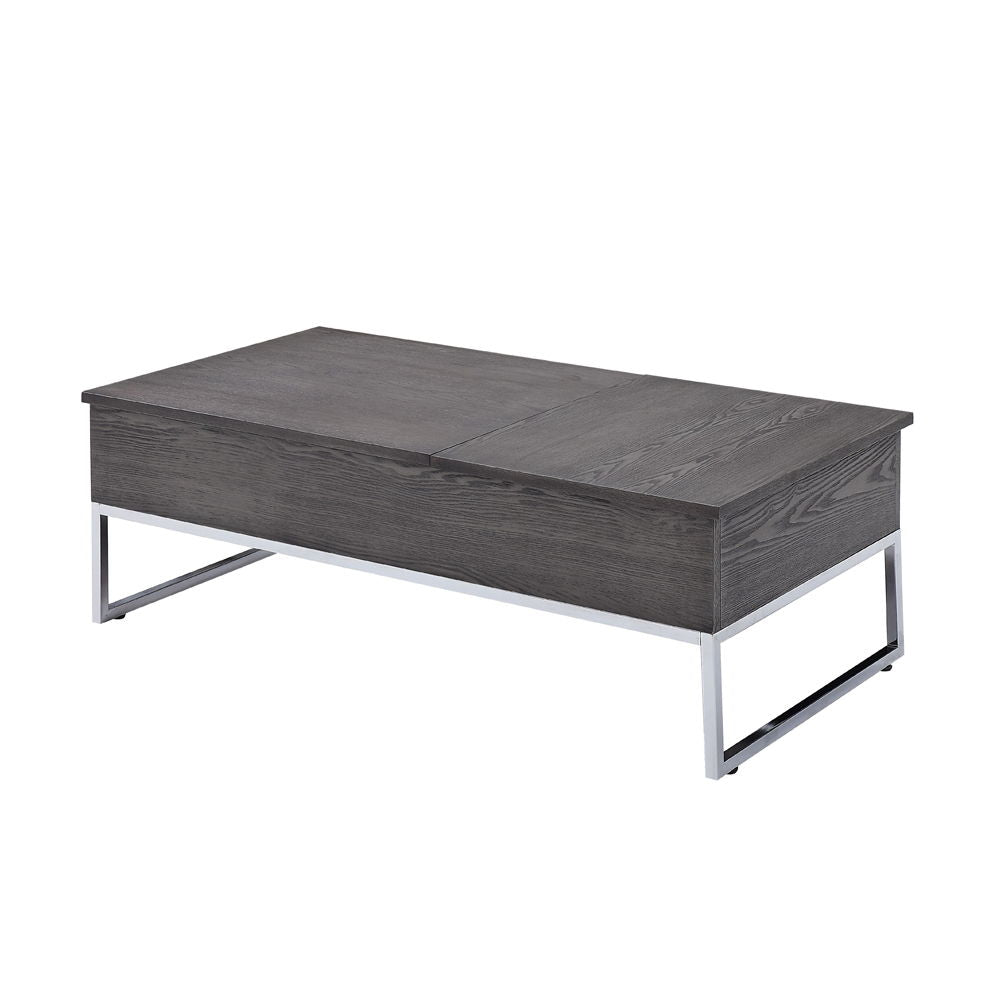 Iban - Coffee Table With Lift Top - Gray Oak & Chrome