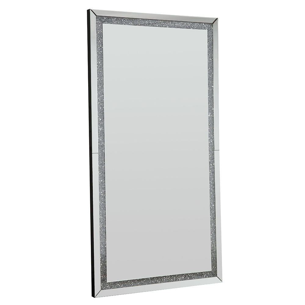 Noralie - Floor Mirror - Faux Diamonds & Mirrored