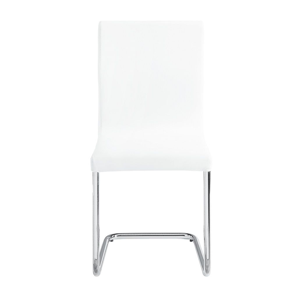 Palton - Side Chair (Set of 2) - White Synthetic Leather & Chrome