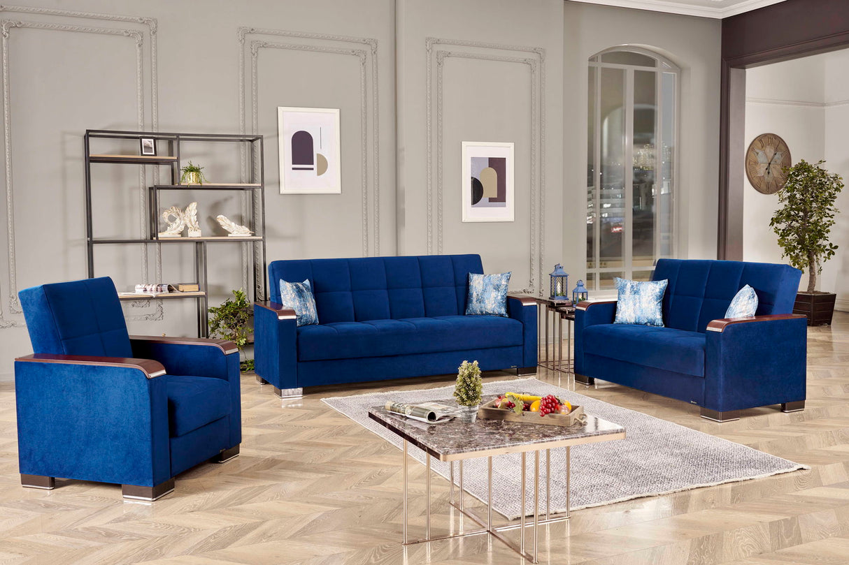 Ottomanson Armada X - Upholstered Convertible Wood Trimmed Loveseat With Storage - Microfiber