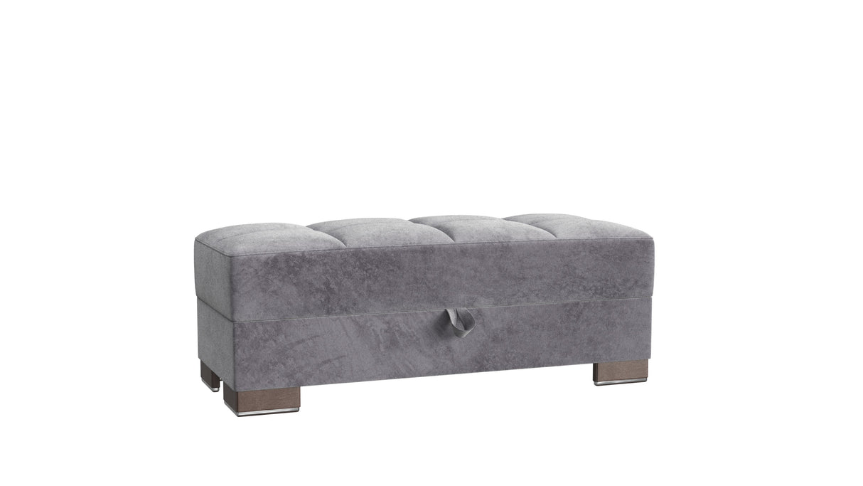 Ottomanson Armada X - Upholstered Convertible Wood Trimmed Ottoman With Storage - Microfiber