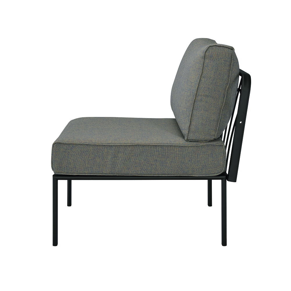 Rajni - Patio Armless Chair - Gray Fabric & Black