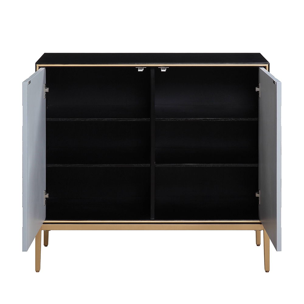 Quilla - Console Cabinet - Black, Gray & Brass
