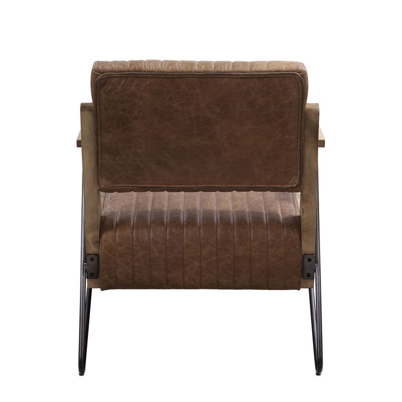 Eacnlz - Accent Chair - Cocoa Top Grain Leather & Matt Iron