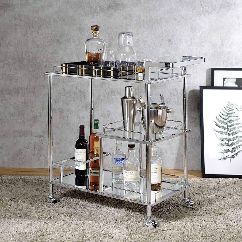 Splinter - Serving Cart - Clear Glass & Chrome