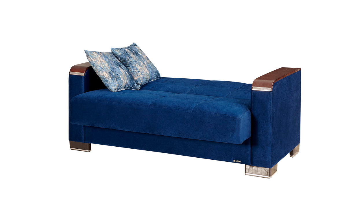 Ottomanson Armada X - Upholstered Convertible Wood Trimmed Loveseat With Storage - Microfiber