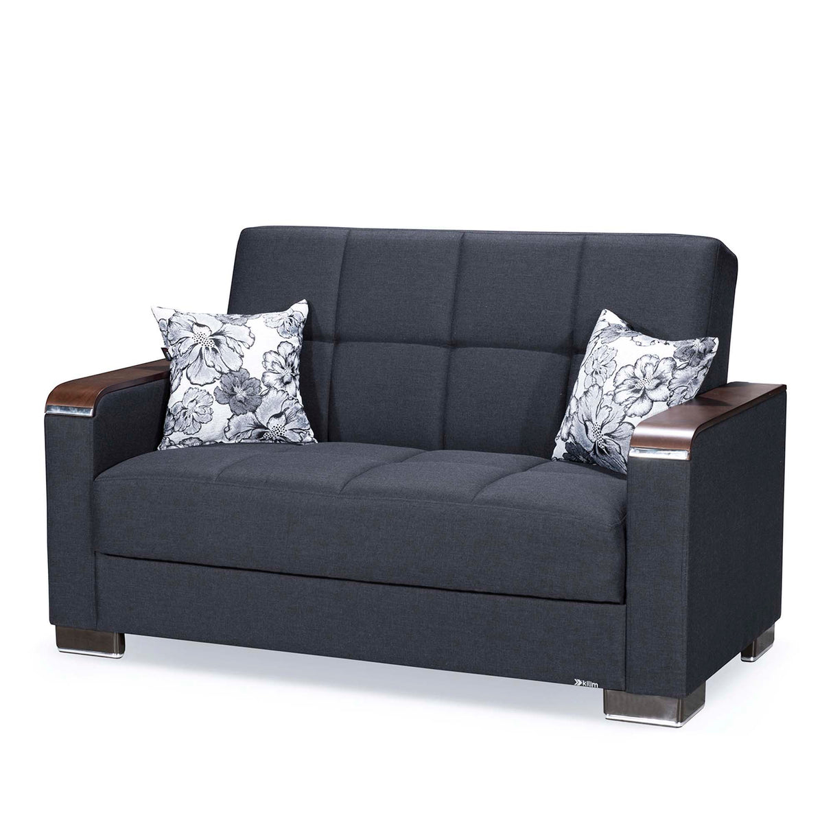 Ottomanson Armada X - Upholstered Convertible Wood Trimmed Loveseat With Storage - Polyester