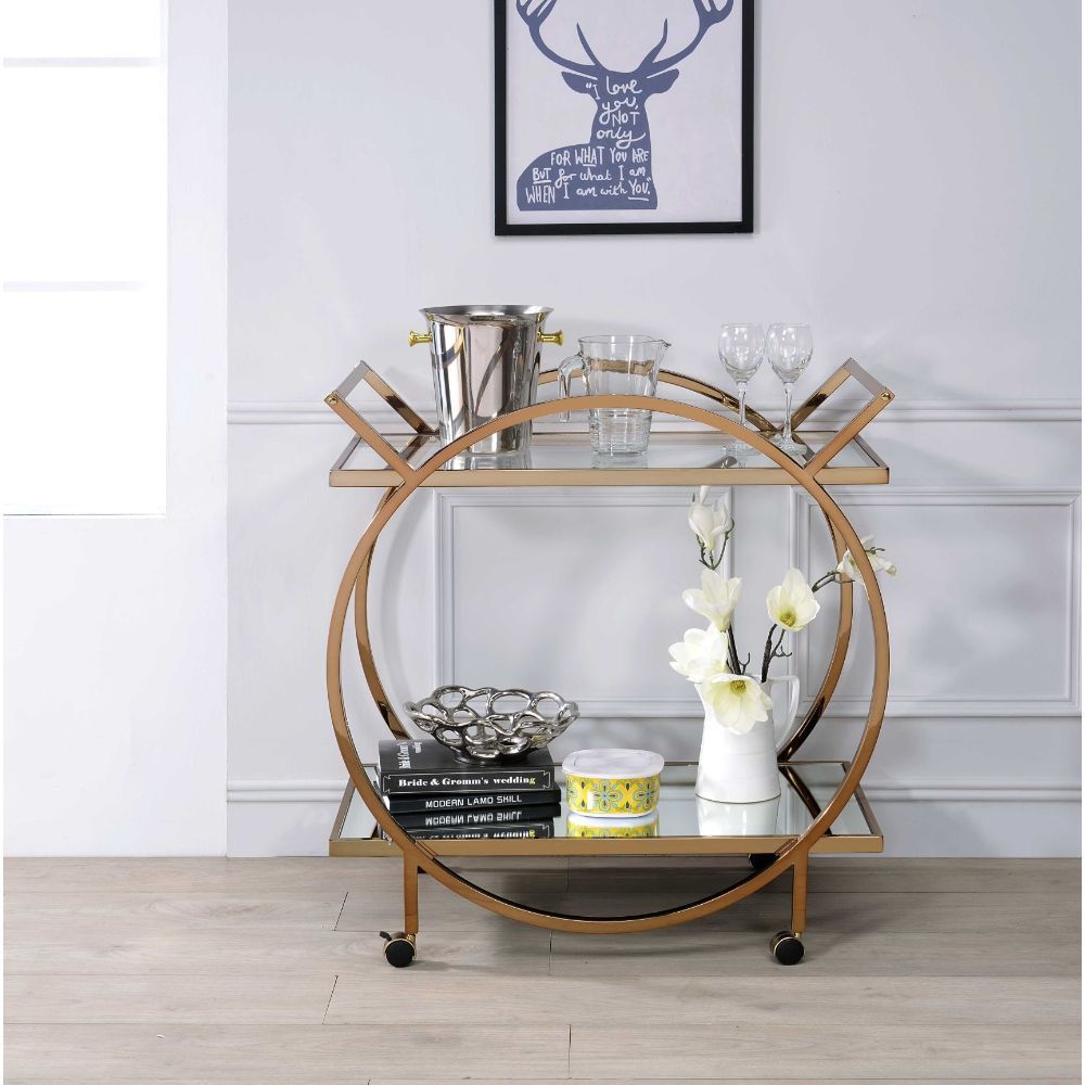 Traverse - Serving Cart - Mirrored & Champagne