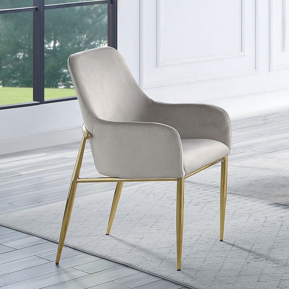 Barnard - Side Chair (Set of 2) - Gray Velvet & Mirrored Gold