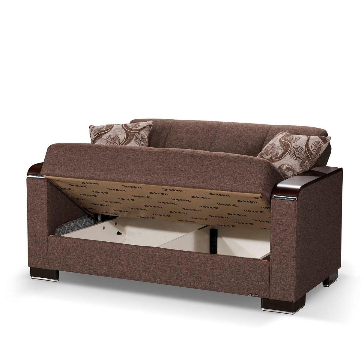 Ottomanson Armada X - Upholstered Convertible Wood Trimmed Loveseat With Storage - Polyester