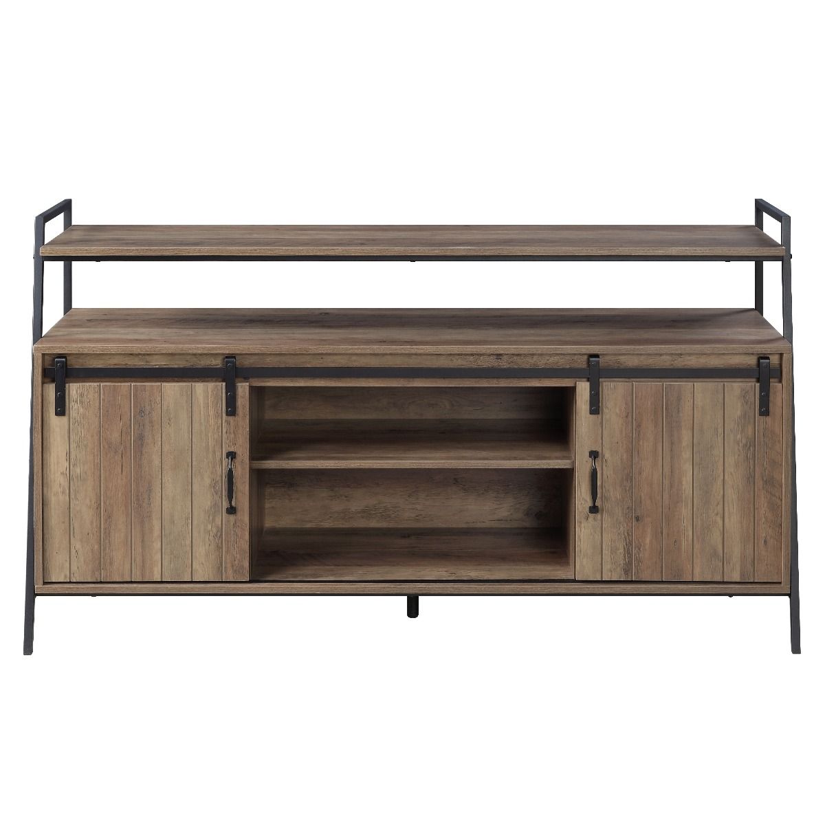Rashawn - TV Stand - Rustic Oak & Black