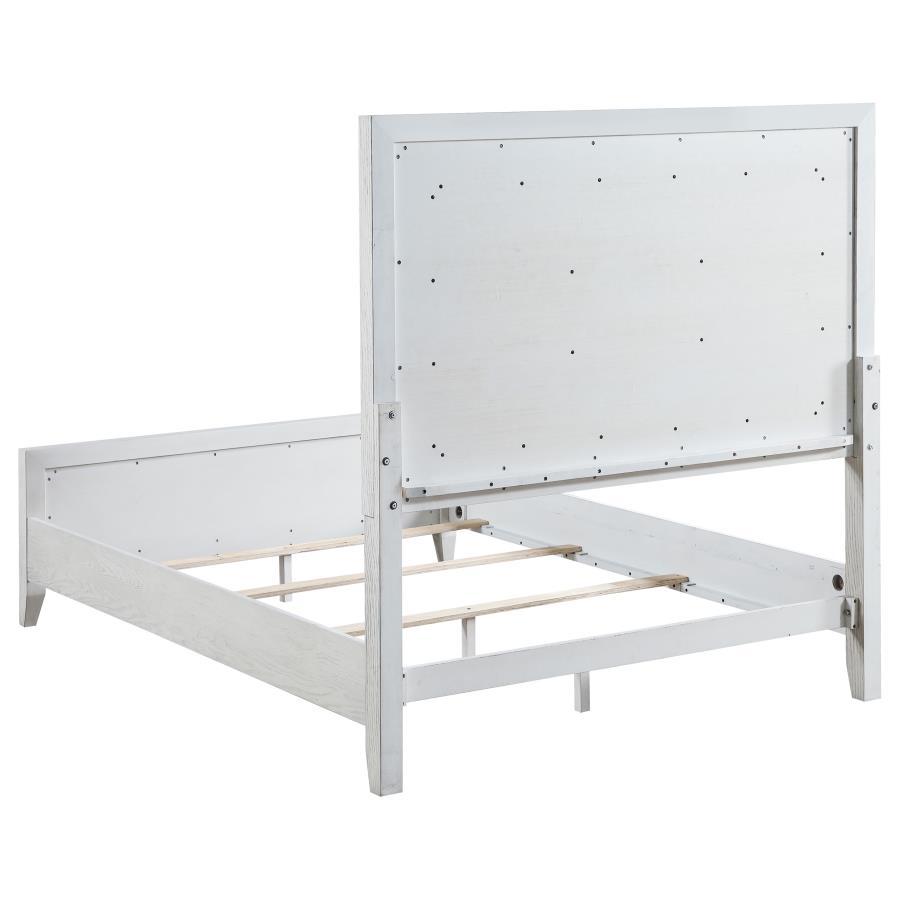 Marielle - Eastern King Headboard Panel Bed - Distressed White