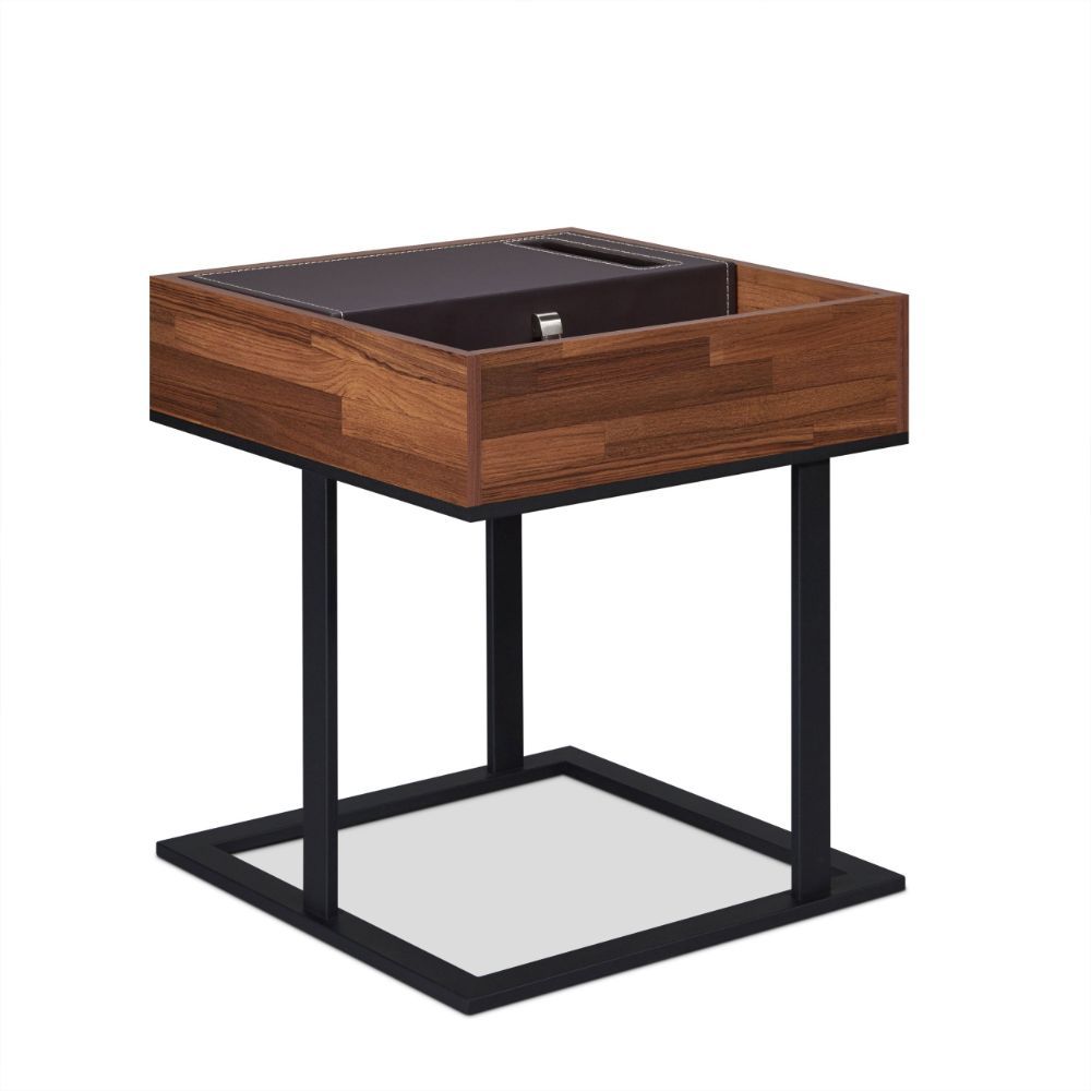 Sara II - Accent Table - Espresso Pu, Walnut & Sandy Black