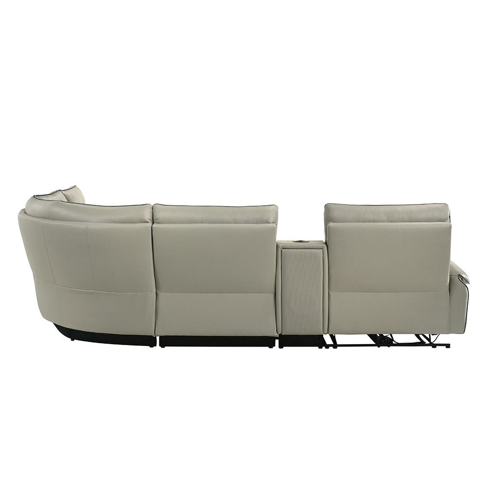Jayke - Power Motion Sectional Sofa - Light Gray Top Grain Leather Match
