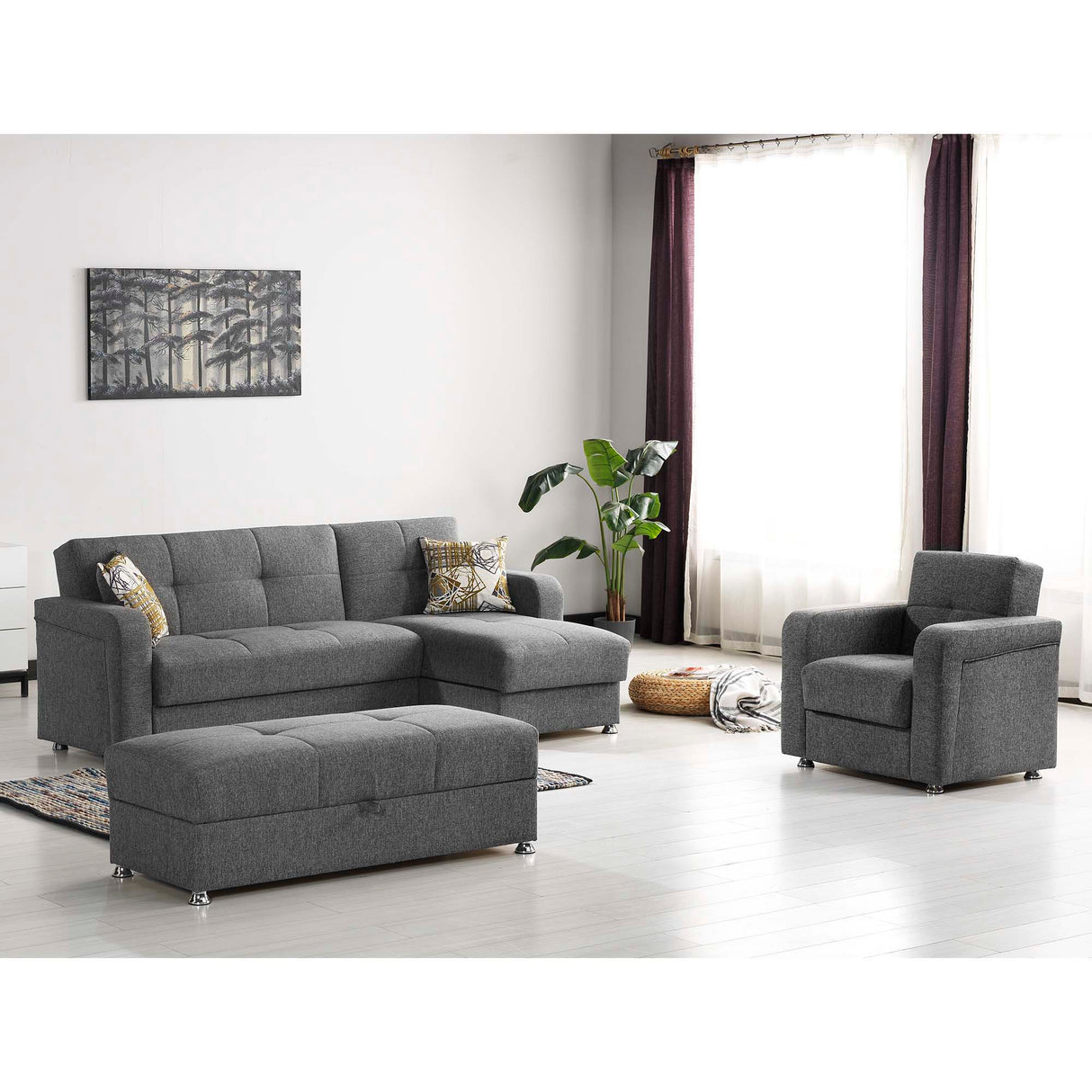 Ottomanson Harmony - Upholstered Convertible Chaise Lounge With Storage