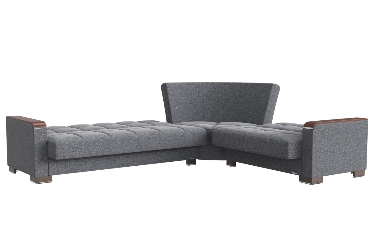 Ottomanson Armada X - Upholstered Convertible Wood Trimmed Sectional With Storage - Polyester