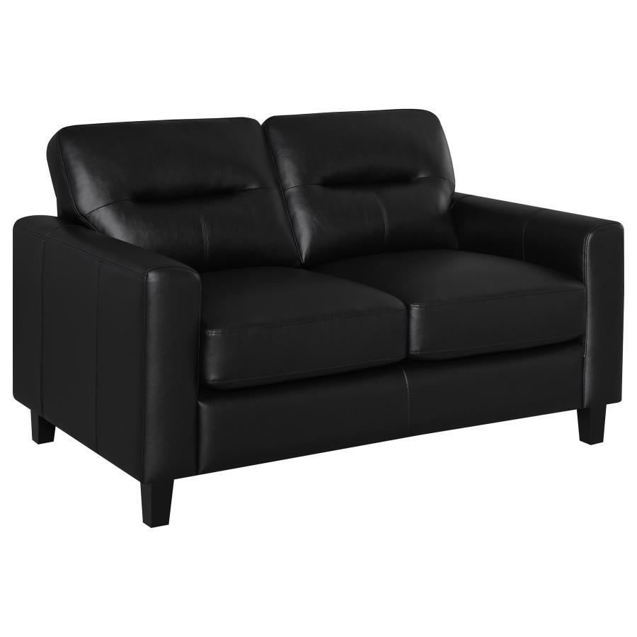 Scotland - Faux Leather Upholstered Track Arm Loveseat