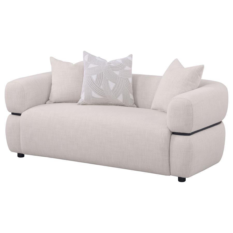 Jeanette - 73" Fabric Upholstered Round Arm Loveseat - Beige