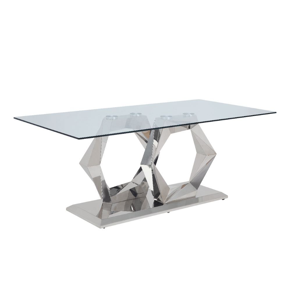 Gianna - Dining Table - Clear Glass Top & Stainless Steel