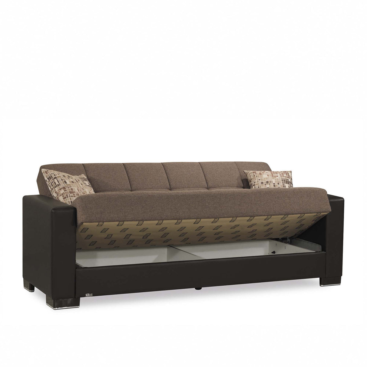 Ottomanson Armada - Upholstered Convertible Sofabed With Storage - Brown PU Chenille