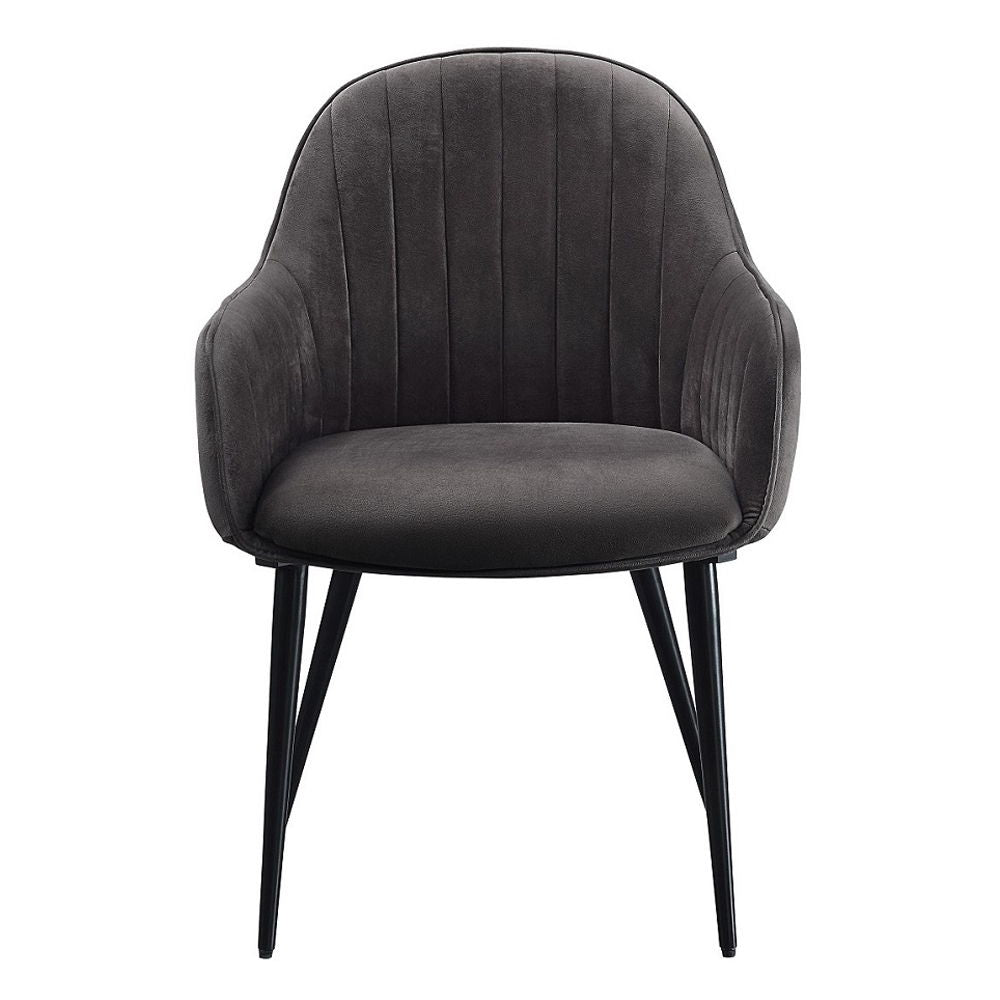 Caspian - Side Chair (Set of 2) - Dark Gray Fabric & Black