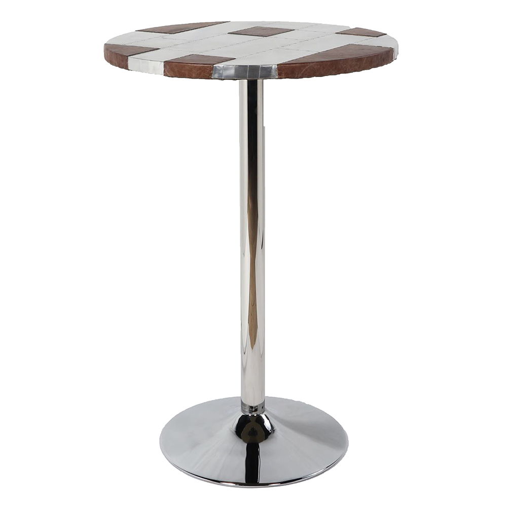 Brancaster - Bar Table - Retro Brown Top Grain Leather & Aluminum