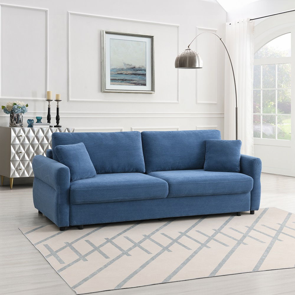 Haran - Sofa With Sleeper - Blue Fabric