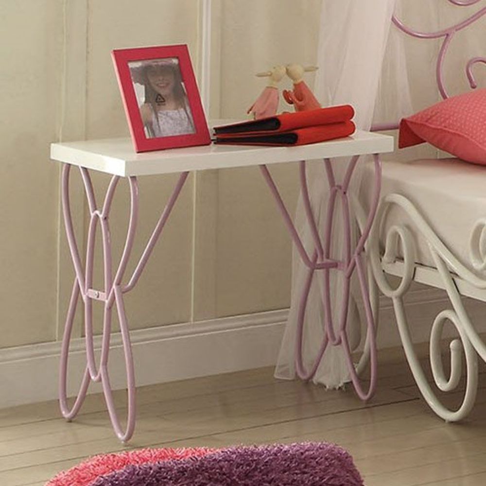 Priya II - Nightstand - White & Light Synthetic Leather Rple