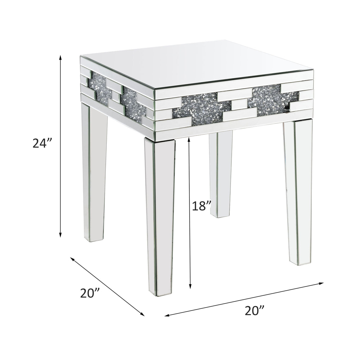 Noralie - 20" Square End Table With Faux Diamonds - Mirrored