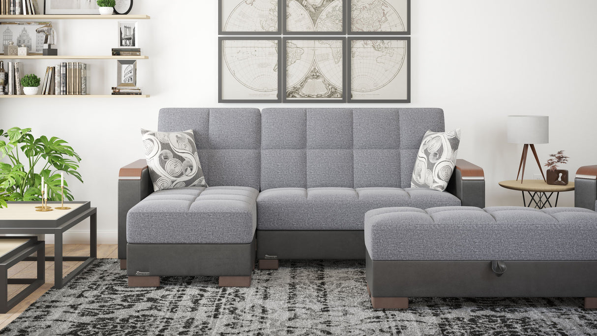 Ottomanson Armada X - Upholstered Convertible Wood Trimmed Ottoman With Storage