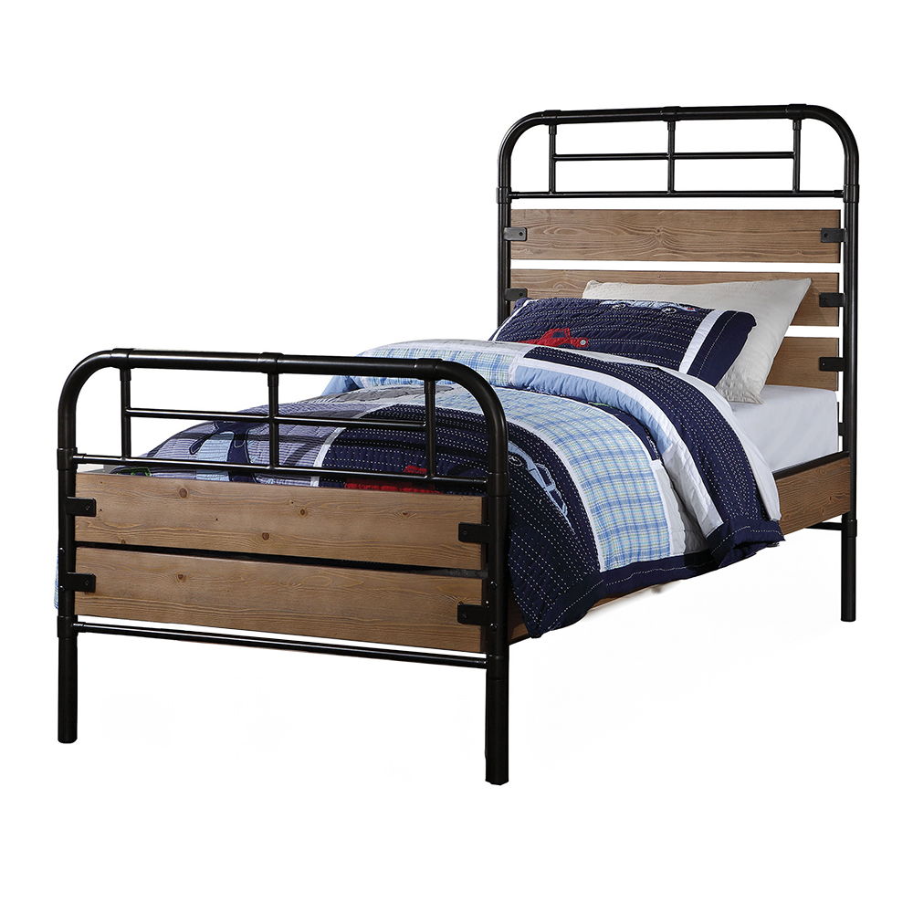 Adams - Twin Bed - Antique Oak & Black