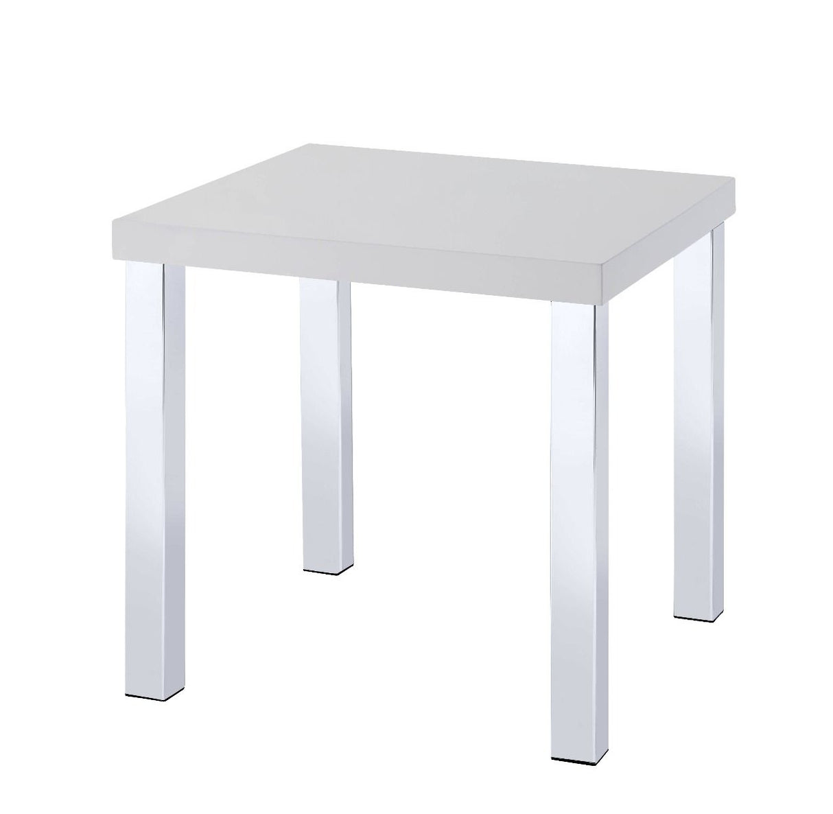 Harta - End Table - White High Gloss & Chrome