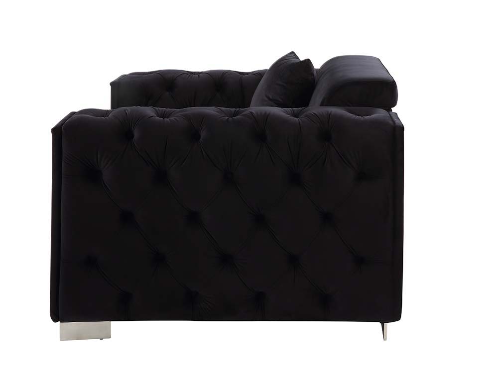 Trislar - Sofa With 4 Pillows (Same 52525) - Black Velvet