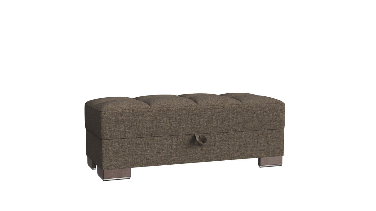 Ottomanson Armada X - Upholstered Convertible Wood Trimmed Ottoman With Storage - Polyester
