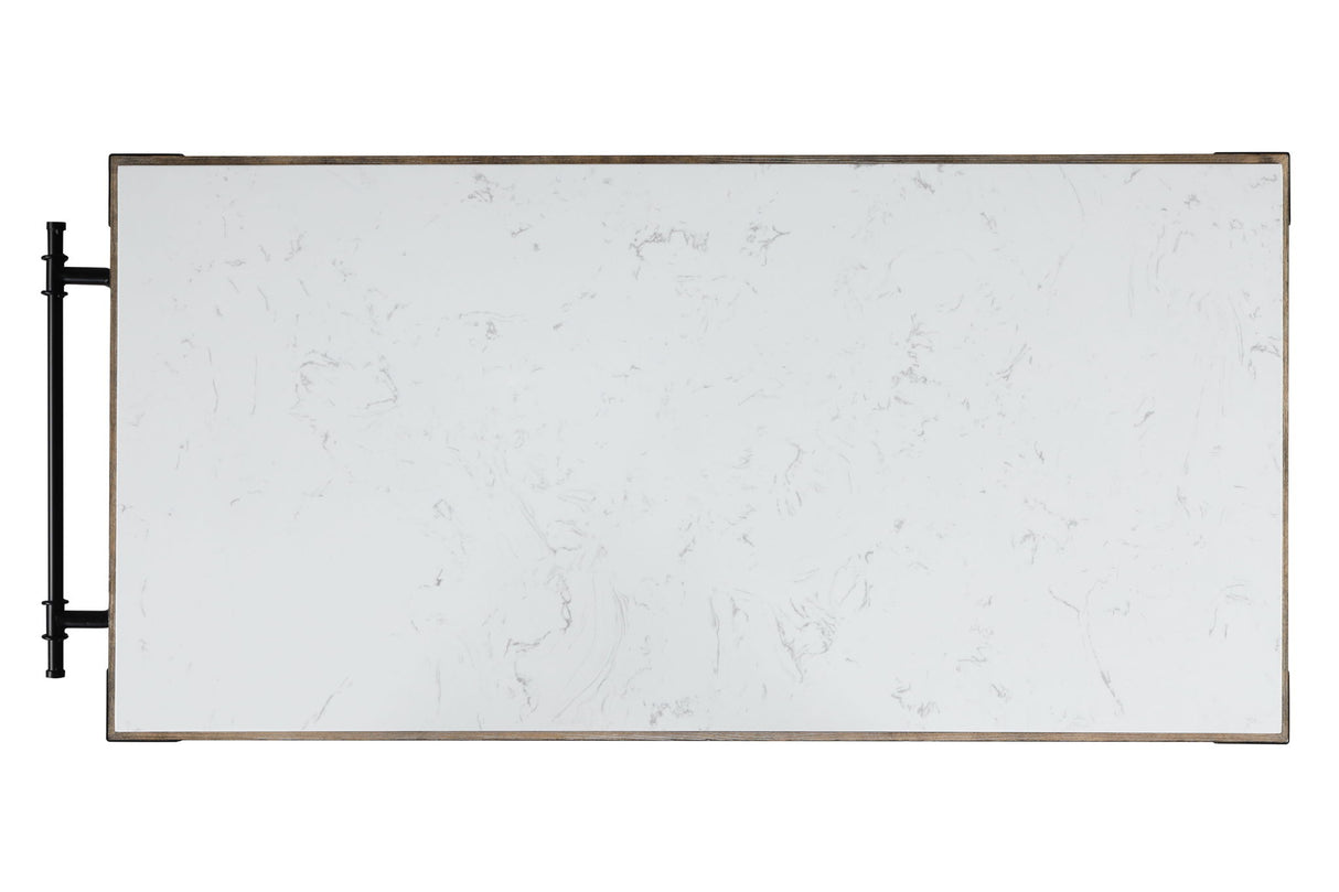 Alforvott - Kitchen Island - Marble Top & Weathered Gray