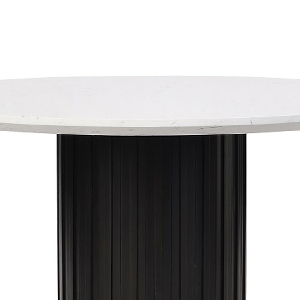 Jaramillo - Round Dining Table With Engineered Marble Top - Engineered Marble Top & Black